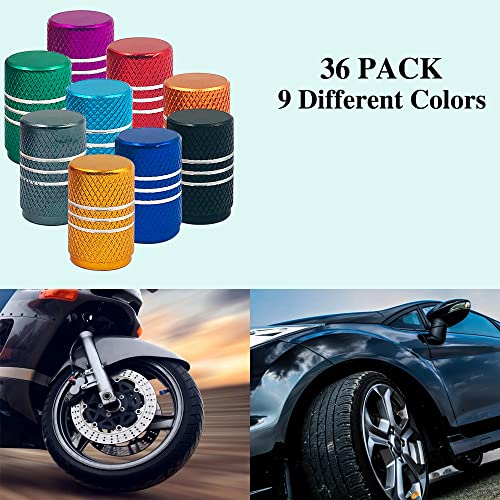 FineGood 36 PCS Tire Valve Stem Caps, FineGood Aluminium Tire Valve Cap Universal Valve Stem Covers Tire Caps for Cars, Bikes, Trucks, SUVS, Motorcycles - Image 2