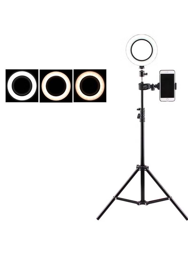 هويتك حلقة إضاءة LED محمولة مقاس 16 سم مع حامل ثلاثي القوائم مقاس 160 سم وحامل هاتف - Image 1
