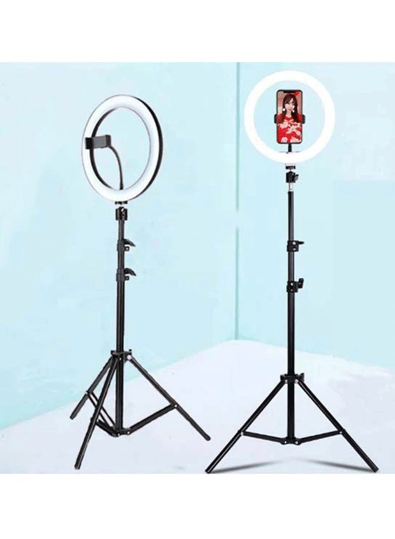 هويتك حلقة إضاءة LED محمولة مقاس 16 سم مع حامل ثلاثي القوائم مقاس 160 سم وحامل هاتف - Image 5