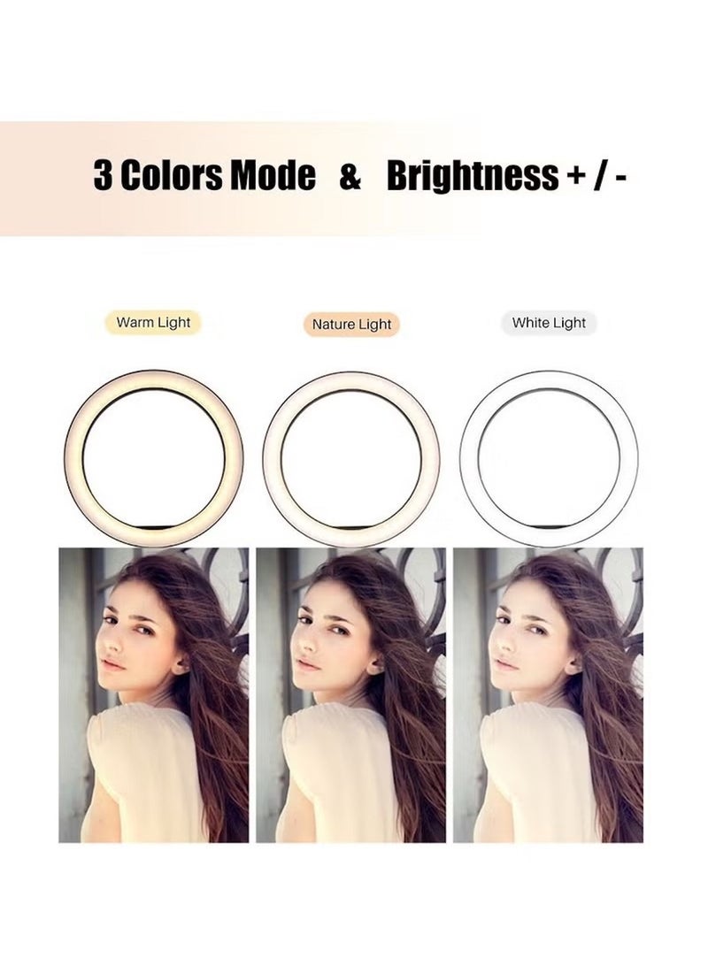 هويتك حلقة إضاءة LED محمولة مقاس 16 سم مع حامل ثلاثي القوائم مقاس 160 سم وحامل هاتف - Image 4