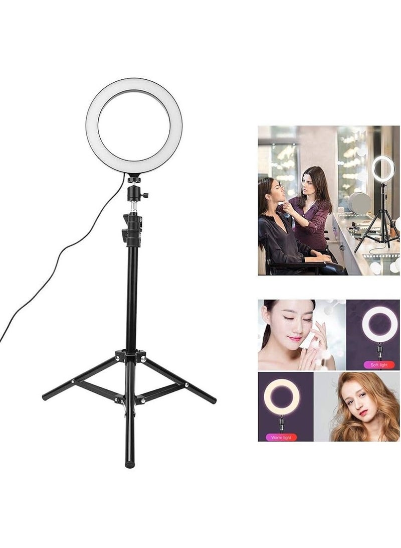 هويتك حلقة إضاءة LED محمولة مقاس 16 سم مع حامل ثلاثي القوائم مقاس 160 سم وحامل هاتف - Image 3