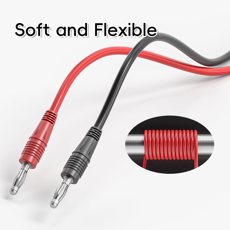 Goupchn 4mm Banana Plug to Alligator Clip Test Leads Crocodile Clips Copper Soft Flexible Cable Wire Set 2PCS Red Black - Image 5