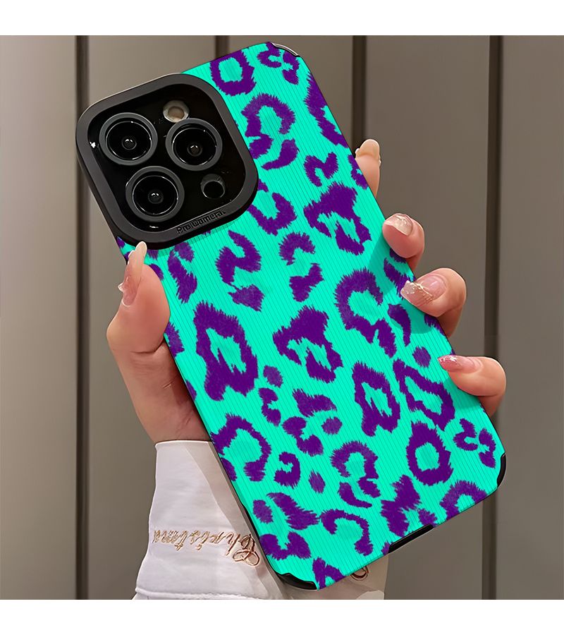 Mixed Color 1 Phone Case for iPhone 15 Purple Leopard Print Compatible Models - Image 3