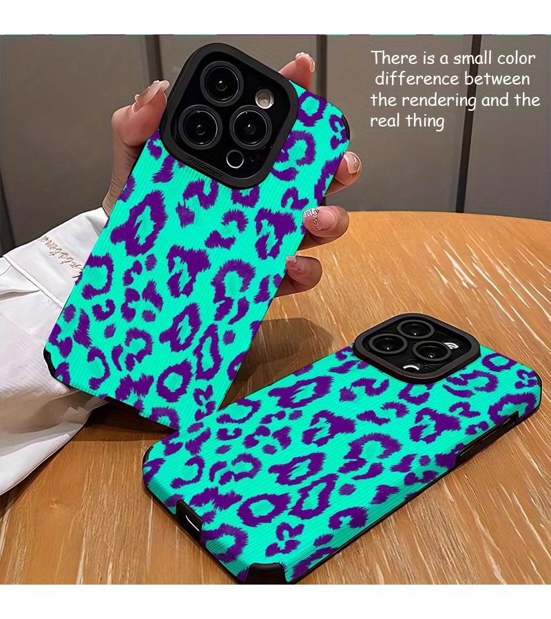 Mixed Color 1 Phone Case for iPhone 15 Purple Leopard Print Compatible Models - Image 2