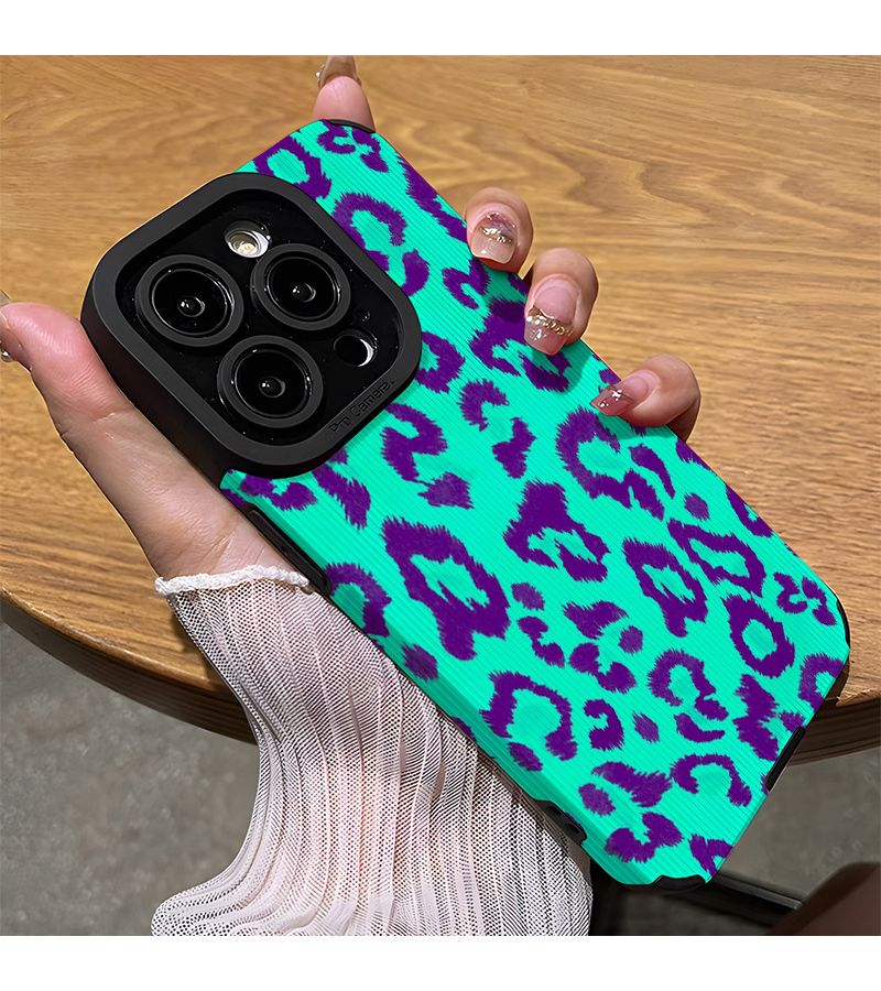 Mixed Color 1 Phone Case for iPhone 15 Purple Leopard Print Compatible Models - Image 5