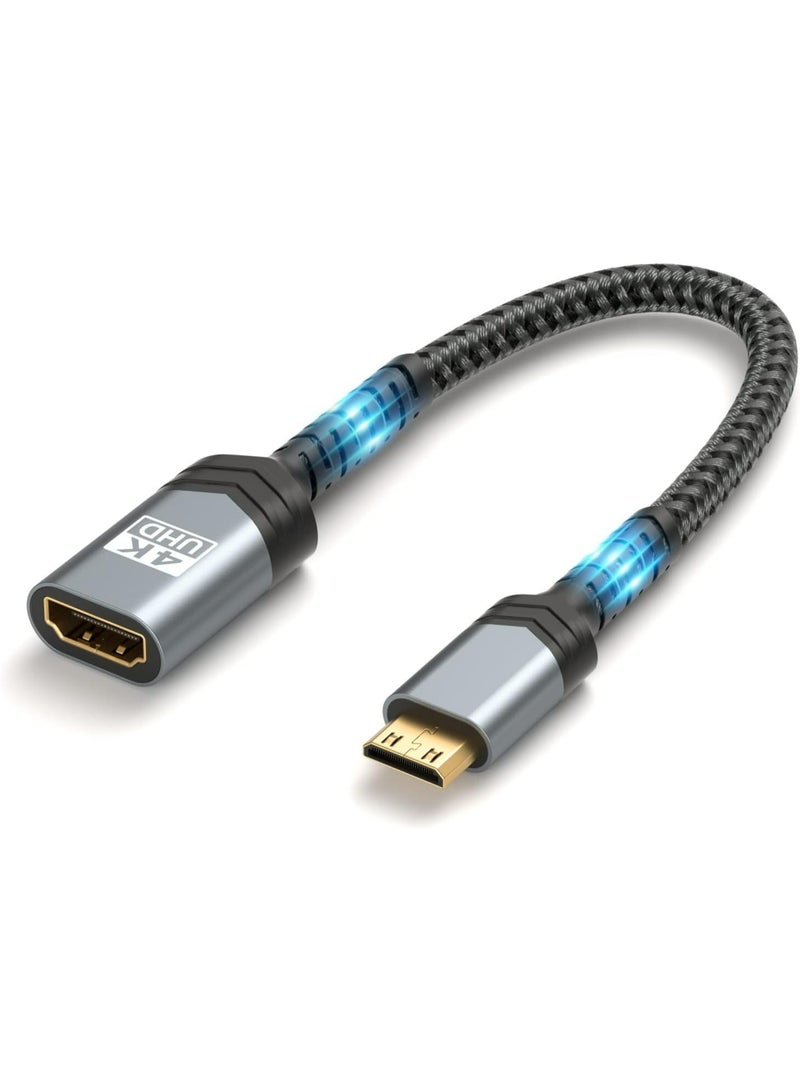Apluynm Mini HDMI Male to HDMI Female Adapter (Cable), with 4K@60Hz HDR 3D | with 18Gbps Dolby, Compatible with DSLR, Camcorder, Graphics Card, Raspberry Pi Zero W, Laptop, Tablet, Projec - Image 1