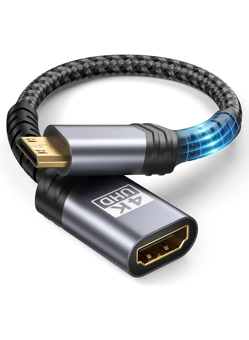 Apluynm Mini HDMI Male to HDMI Female Adapter (Cable), with 4K@60Hz HDR 3D | with 18Gbps Dolby, Compatible with DSLR, Camcorder, Graphics Card, Raspberry Pi Zero W, Laptop, Tablet, Projec - Image 2