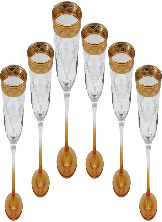 segaey - Segaey Turkish VALS Glass/Laser Engraved Golden 142815/6 Pcs/Elegant design, Trusted Brand, Attractive shape of Soft Drink, smoothies, Juices, Cocktails/High Quality Materials - Image 1