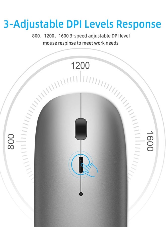 Rechargeable Bluetooth Mouse for MacBook/MacBook air/Pro/iPad, Wireless Mouse for Laptop/Notebook/pc/iPad/Chromebook - Image 5