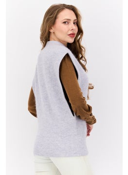 HUGO by Hugo Boss Women Mock Neck Knitted Sweater, Grey  - Image 2