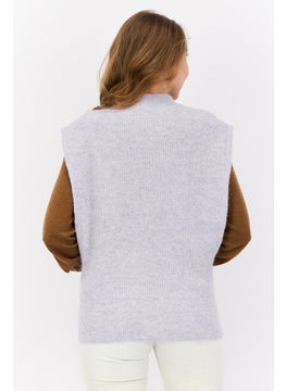 HUGO by Hugo Boss Women Mock Neck Knitted Sweater, Grey  - Image 3