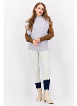 HUGO by Hugo Boss Women Mock Neck Knitted Sweater, Grey  - Image 4