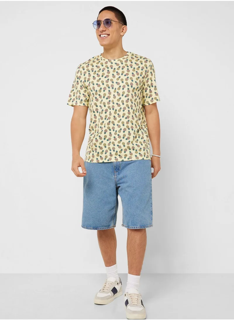 JACK & JONES All Over Printed Crew Neck T-Shirt