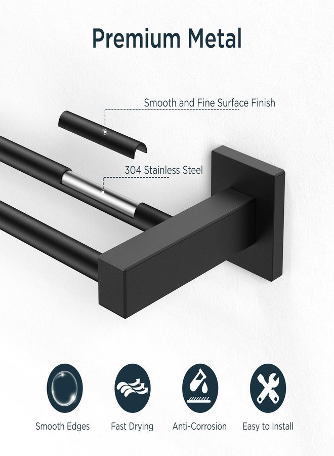 FORIOUS Double Towel Bar Racks Holder for Bathroom 24 Inch, Heavy Duty SUS304 Stainless Steel Square Dual Towel Rail Wall Mount, Matte Black - Image 4