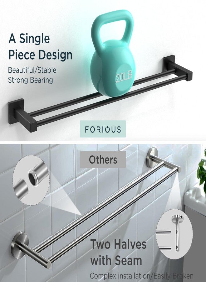 FORIOUS Double Towel Bar Racks Holder for Bathroom 24 Inch, Heavy Duty SUS304 Stainless Steel Square Dual Towel Rail Wall Mount, Matte Black - Image 5