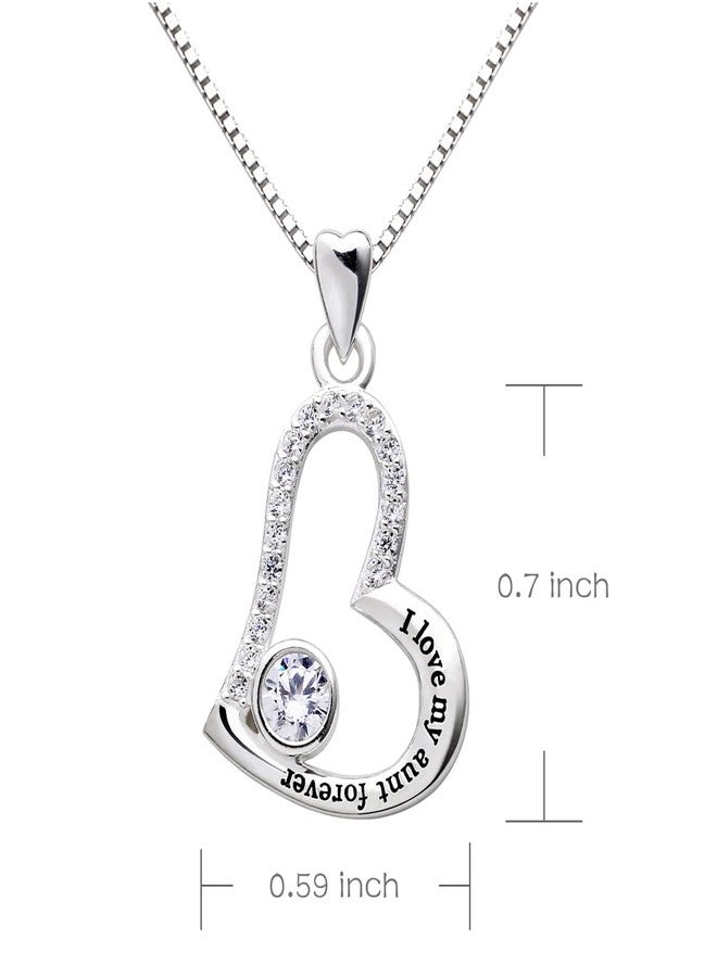 ALOV Jewelry Sterling Silver "I love my aunt forever" Love Heart Cubic Zirconia Pendant Necklace - Image 3