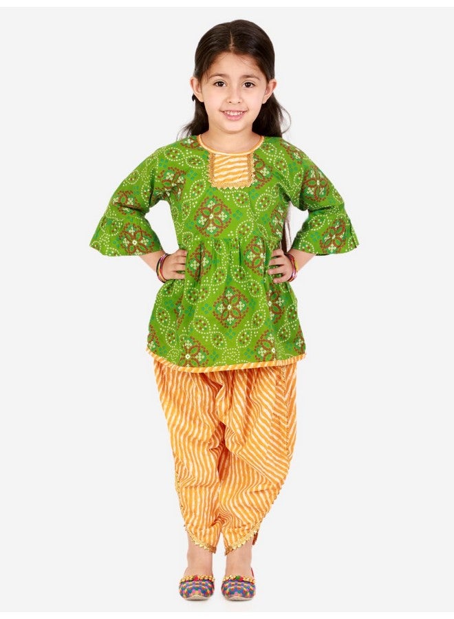 Superminis superminis Baby Girls Peplum Kurti with Dhoti Style Salwar Ethnic Dress (Green, 18-24 Months)  - Image 2