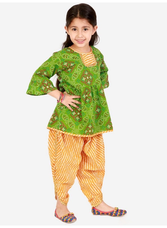 Superminis superminis Baby Girls Peplum Kurti with Dhoti Style Salwar Ethnic Dress (Green, 18-24 Months)  - Image 5