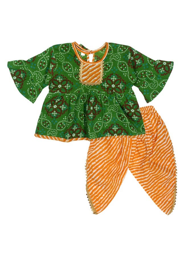 Superminis superminis Baby Girls Peplum Kurti with Dhoti Style Salwar Ethnic Dress (Green, 18-24 Months)  - Image 1