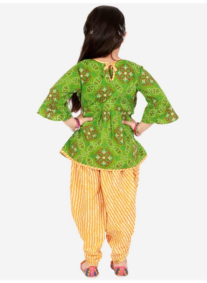 Superminis superminis Baby Girls Peplum Kurti with Dhoti Style Salwar Ethnic Dress (Green, 18-24 Months)  - Image 3