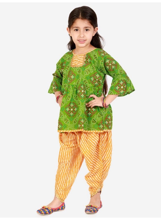Superminis superminis Baby Girls Peplum Kurti with Dhoti Style Salwar Ethnic Dress (Green, 18-24 Months)  - Image 4
