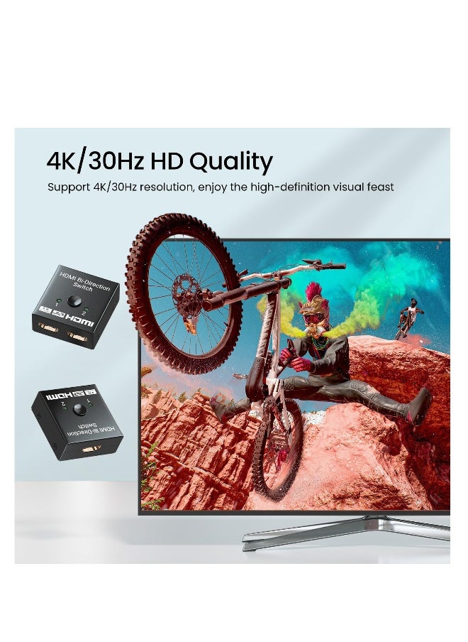 ماركة غير محددة - مفتاح تقسيم HDMI ثنائي الاتجاه 4K مع مدخلين ومخرج واحد يدوي مع دعم HDCP لبث سهل - Image 1