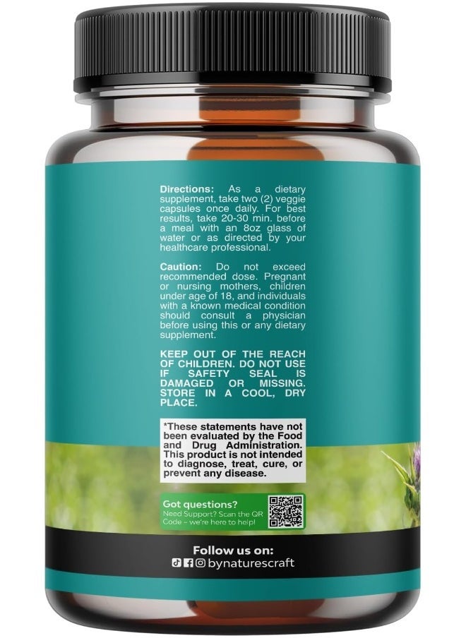 Natures Craft Liver Cleanse Detox & Repair Complex – Herbal Liver Support Supplement with Milk Thistle, Dandelion Root, Artichoke, Turmeric, Berberine – 60 Capsules, Natural Detox & Liver Function Support - Image 2