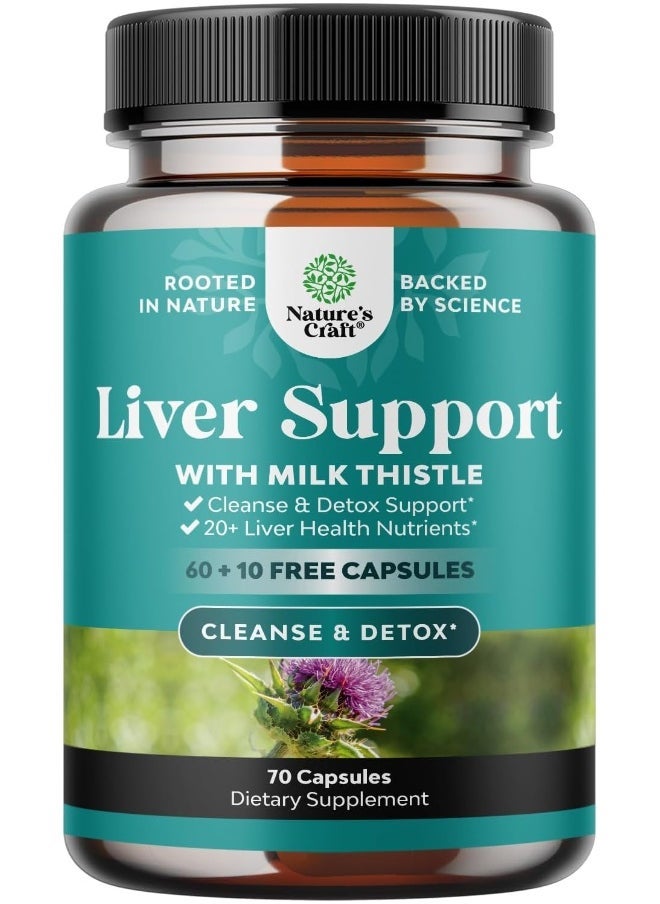 Natures Craft Liver Cleanse Detox & Repair Complex – Herbal Liver Support Supplement with Milk Thistle, Dandelion Root, Artichoke, Turmeric, Berberine – 60 Capsules, Natural Detox & Liver Function Support - Image 1