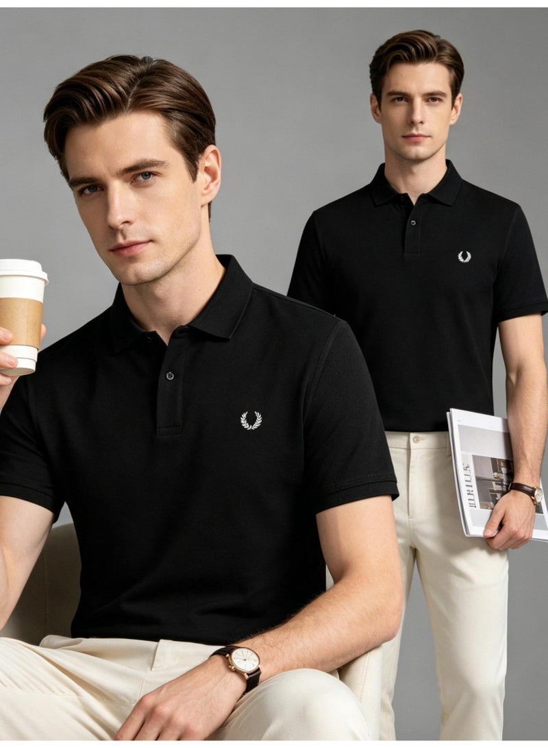 فريد بيري FRED PERRYPolo shirt for men and women summer solid color beaded cotton lapel short sleeve business commuter Joker shirt - Image 1
