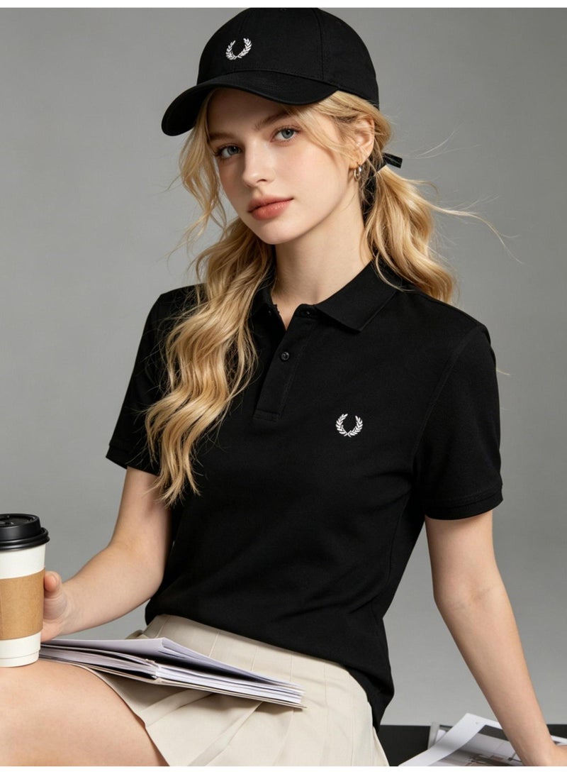 فريد بيري FRED PERRYPolo shirt for men and women summer solid color beaded cotton lapel short sleeve business commuter Joker shirt - Image 2