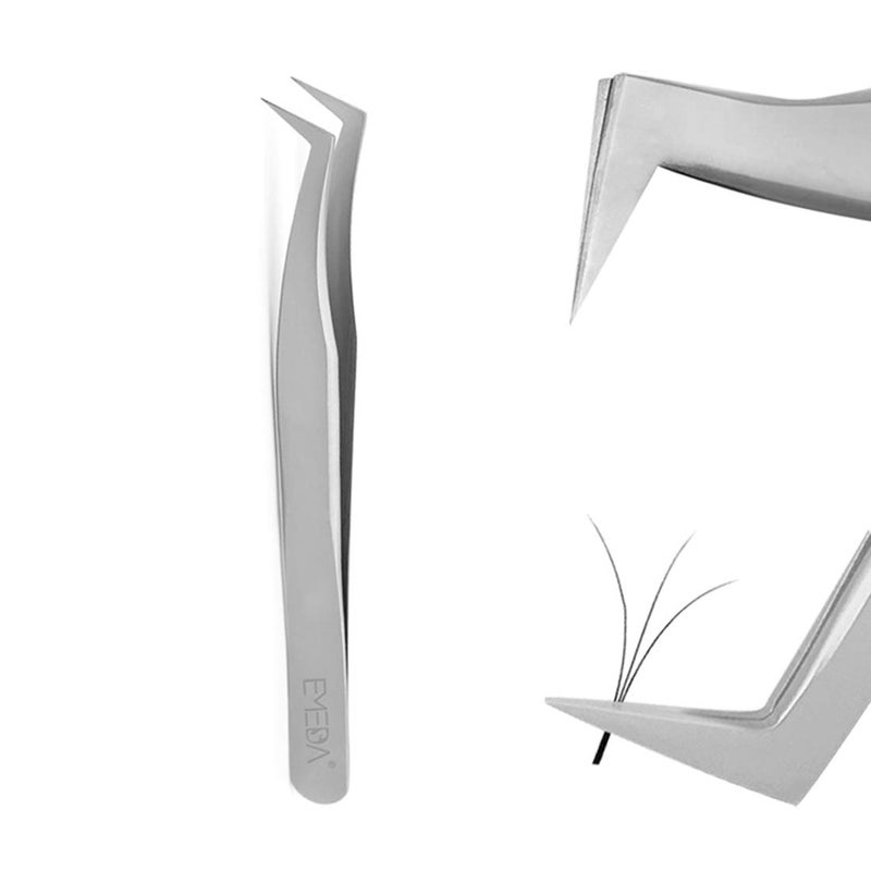 EMEDA Eyelash Extension Tweezers for Volume Lashes Professional Precision Stainless Steel VETUS 6A-SA Mega Curved Tips Flat Tweezer Tools for Individual Eye Lash Extensions Fan Supplies - Image 1