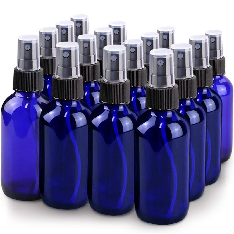 Wedama Spray Bottle 4 oz Fine Mist Glass Spray Bottles Little Refillable Liquid Containers for Watering Flowers Cleaning16 Pack Blue