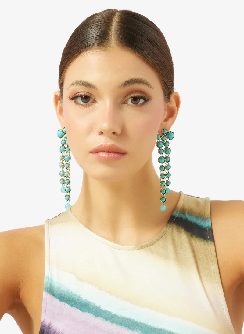 ELLA Blue Fringe Drop Down Earrings