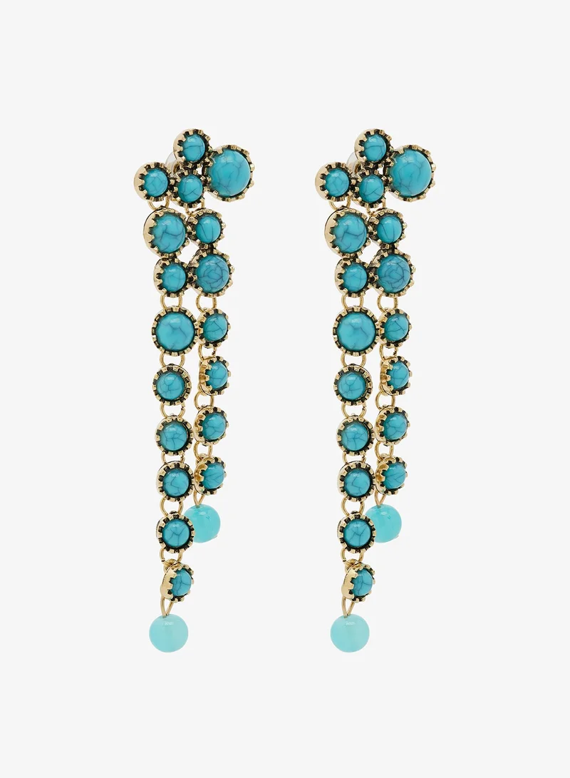 ELLA Blue Fringe Drop Down Earrings