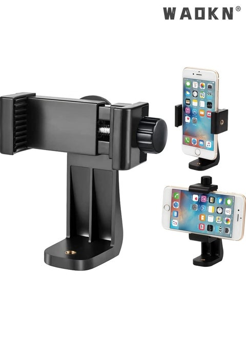 Phone Tripod Mount Adapter/Universal Tripod Cell Phone Holder, Fits Any Smartphone & All Types of Tripods, 1/4" Standard Screw, Rotating Vertical And Horizontal, Adjustable Clamp