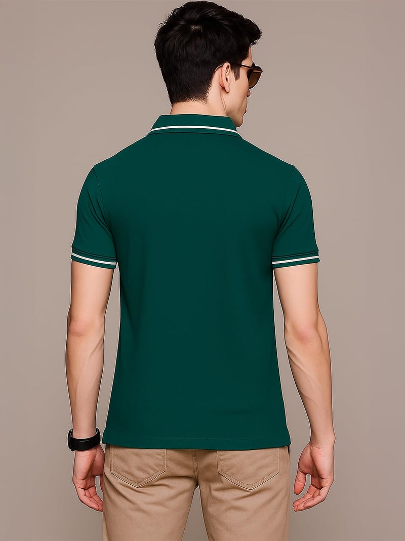 Veirdo® Pure Cotton Half Sleeves Regular Fit Plain Solid Classic Polo Colored Collar T-Shirt for Men (Polo_TP_G117_NW_XXL) - Image 4