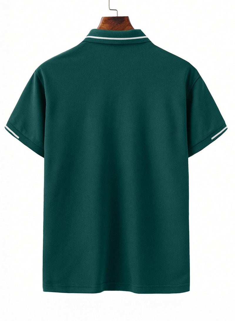 Veirdo® Pure Cotton Half Sleeves Regular Fit Plain Solid Classic Polo Colored Collar T-Shirt for Men (Polo_TP_G117_NW_XXL) - Image 3