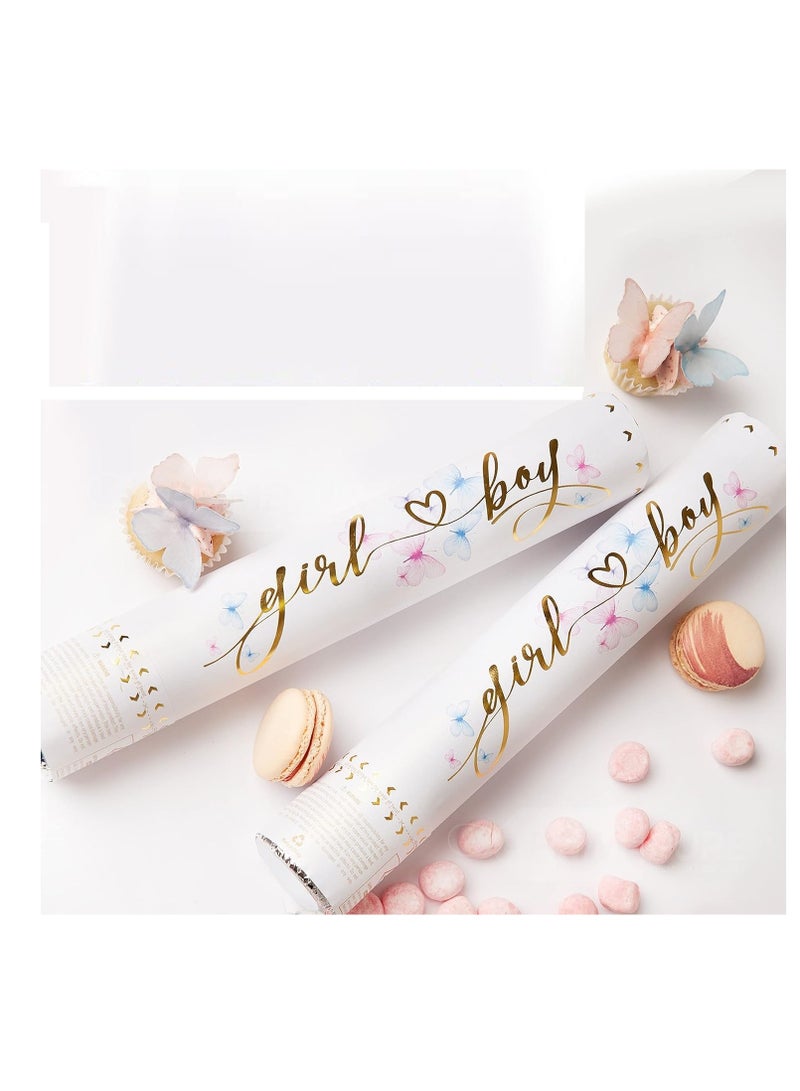 4 Pices Gender Reveal Confetti Cannon Butterfly Confetti Party Poppers Blue Color For Boy - Image 3