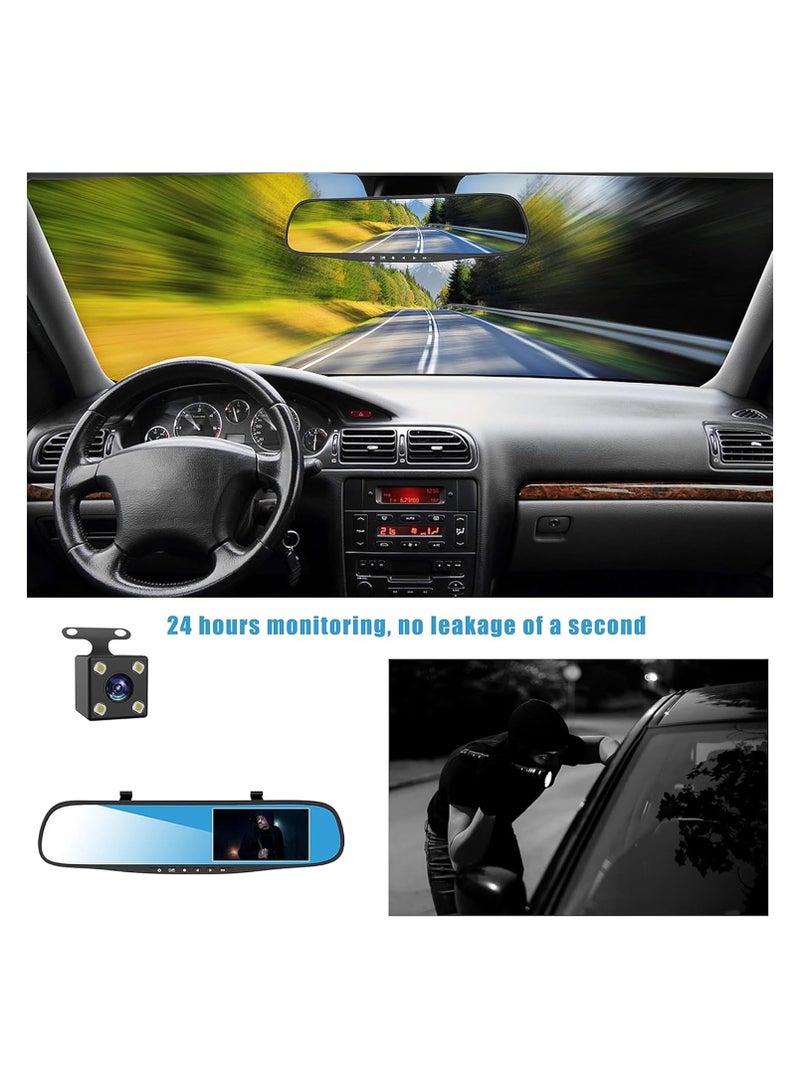 4.3 Inch Dash Cams for Cars, Night Vision Car DVR Camera, with Dual Lens HD 1080P Screen, Wide Angle Car Dash Camera, Car Video Recorder, Car Rearview Mirror Camera, with Parking Mode - Image 4