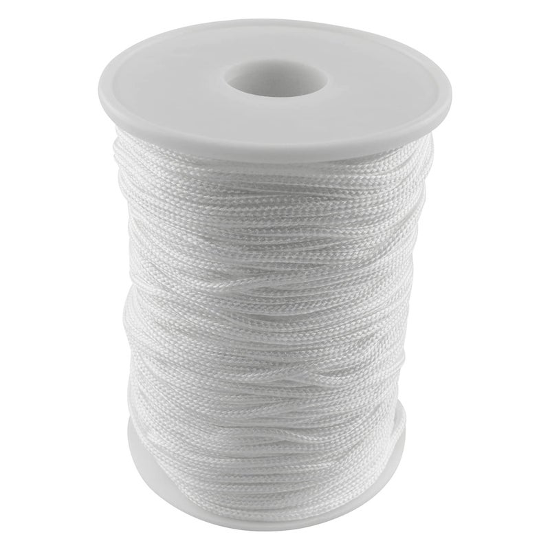 AXLIZER 1PC 54 Yards 2mm Braided Shade Roller Blinds Cord White Pull String Rope Blinds Lifting Rope Braided Lift Shade Cord for Aluminum Blind Shade Repair and DIY Crafts Projects