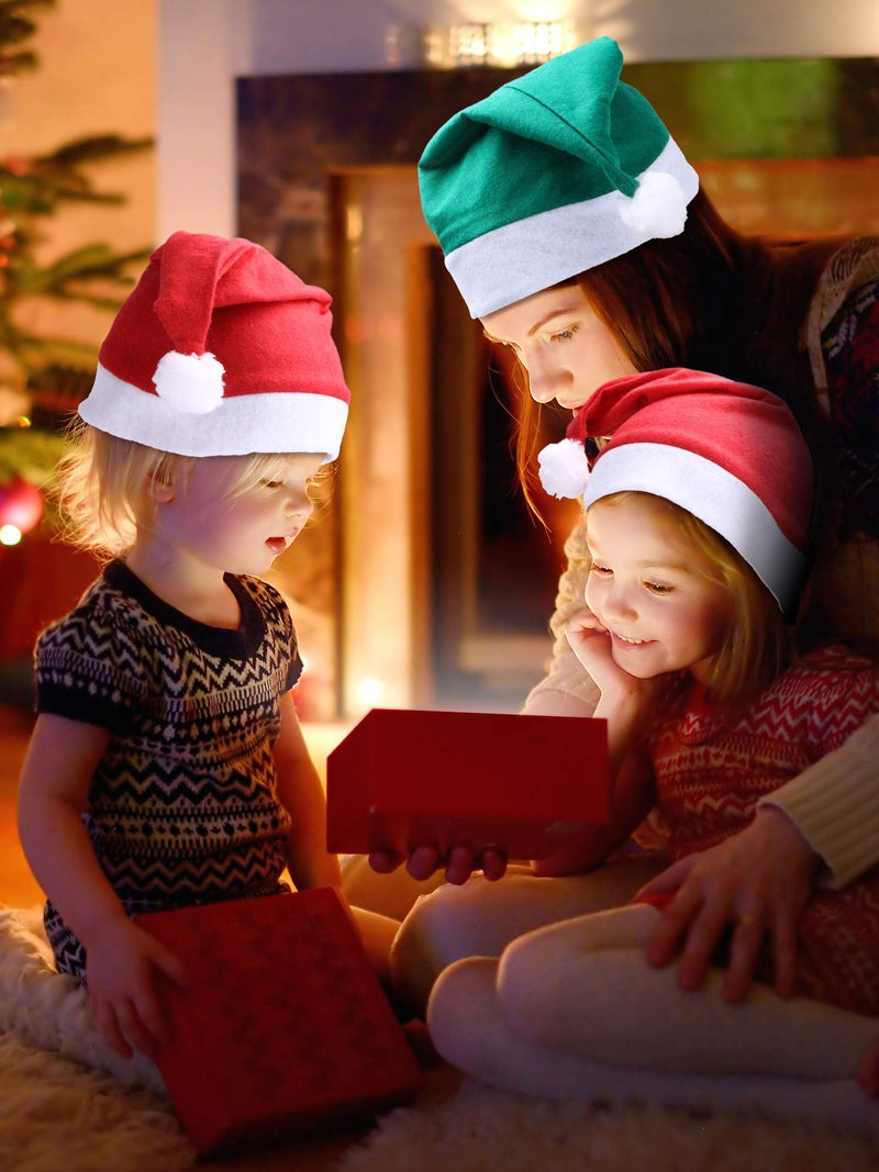 SATINIOR 12 Pieces Santa Hats Christmas Non Woven Fabric Costume Hat for Holidays Xmas Party Supplies(Green and Red,Small) - Image 3