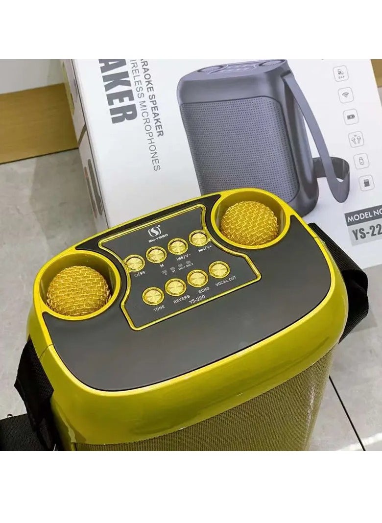 YS - YS-220 Outdoor Karaoke Speaker Big Strap Speaker With Dual UHF Wireless Microphone - Image 1
