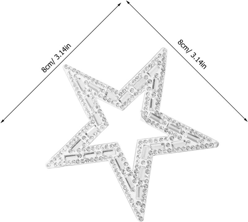 ibasenice 10pcs Star Iron On Patches - 8cm Rhinestone Adhesive Applique Stickers for Clothing Jeans Jackets Caps Dress Bag DIY Clothing Repair - Image 4