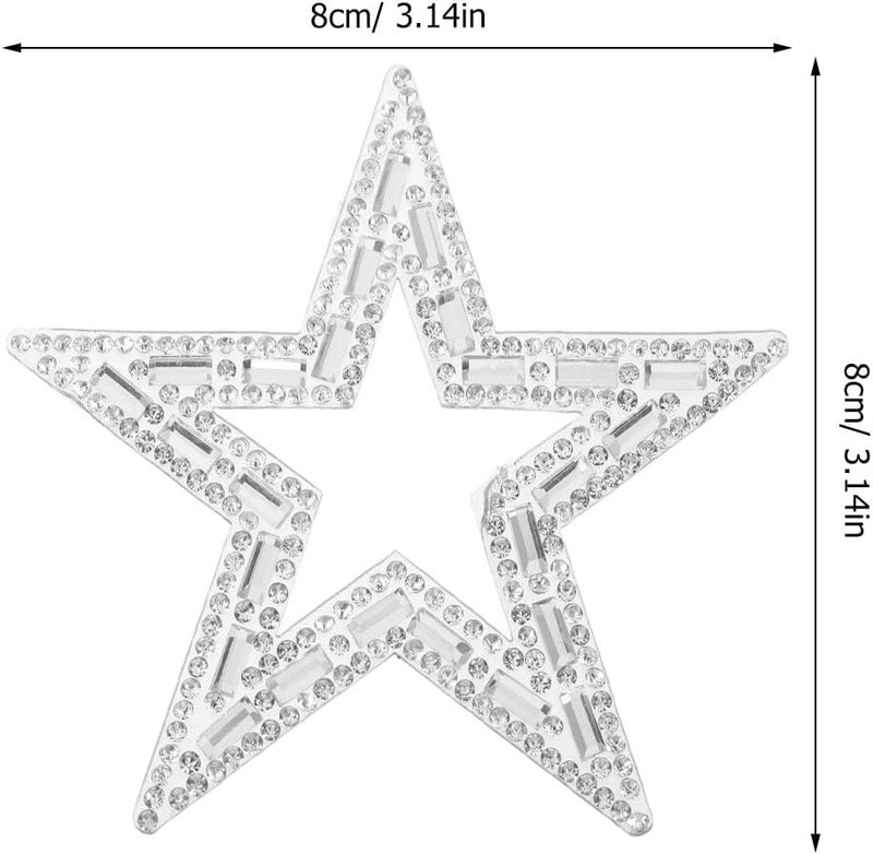 ibasenice 10pcs Star Iron On Patches - 8cm Rhinestone Adhesive Applique Stickers for Clothing Jeans Jackets Caps Dress Bag DIY Clothing Repair - Image 2