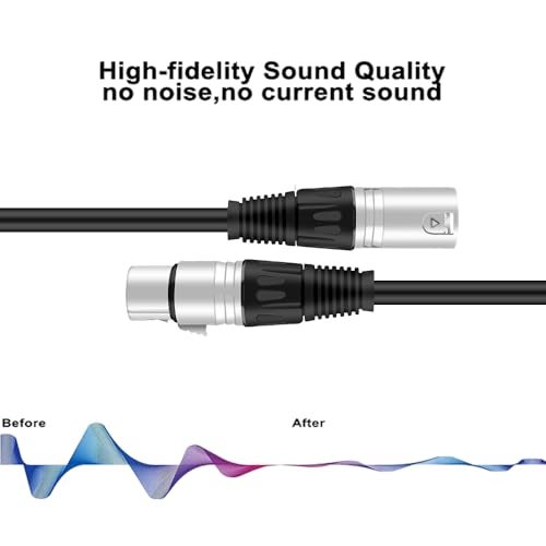 DREMAKE 5m Low Z Microphone Cable - 16.5 Feet XLR Male to XLR Female Speaker Snake Cord for Microphones, Speakers and Pro Devices - Black - Image 3