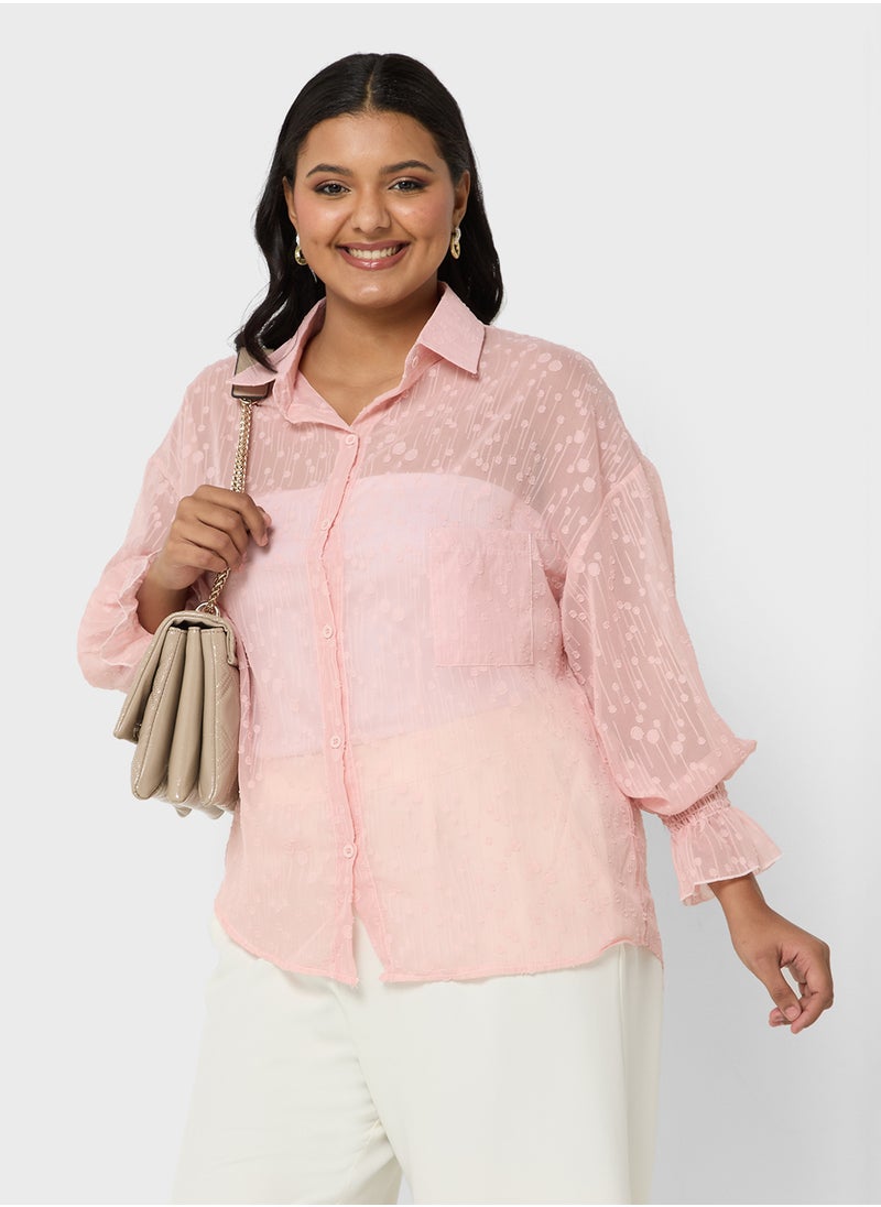 Ella Plus Button Down Sheer Shirt  - Image 1