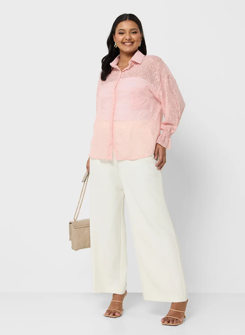 Ella Plus Button Down Sheer Shirt