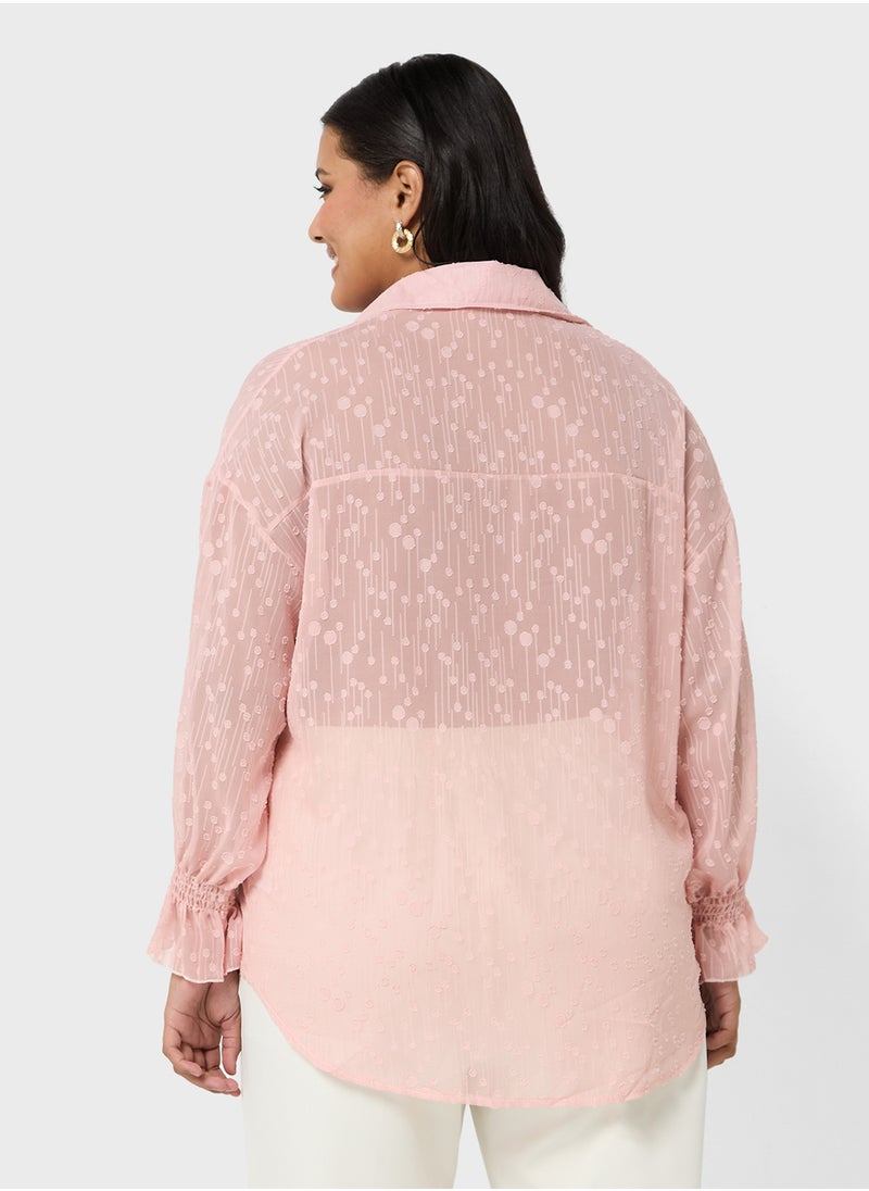Ella Plus Button Down Sheer Shirt  - Image 2