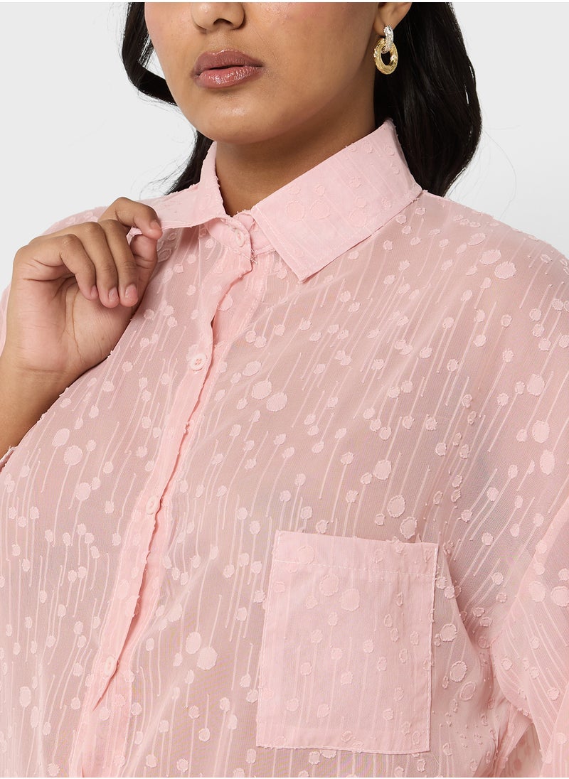 Ella Plus Button Down Sheer Shirt  - Image 3
