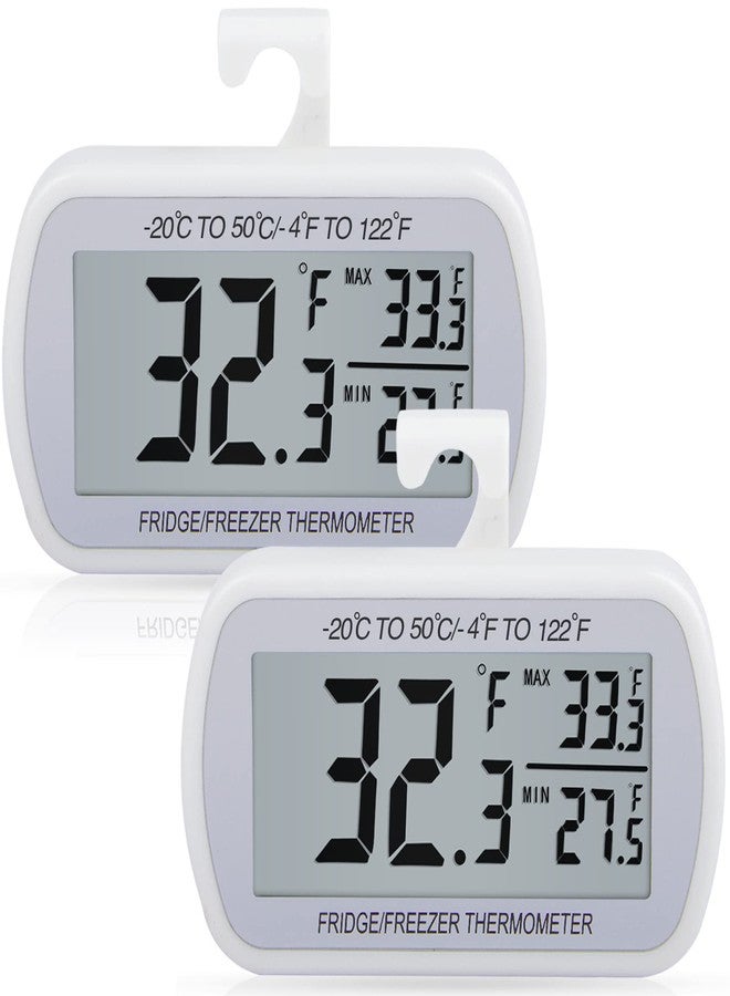 AEVETE 2 Pack Waterproof Digital Refrigerator Thermometer Large LCD, Freezer Room Thermometer with Magnetic Back, No Frills Easy to Read - Image 1